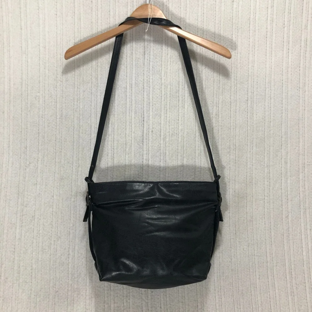 Cypress & Wood Black Faux‎ Leather Shoulder Bag Crossbody Messenger Style
